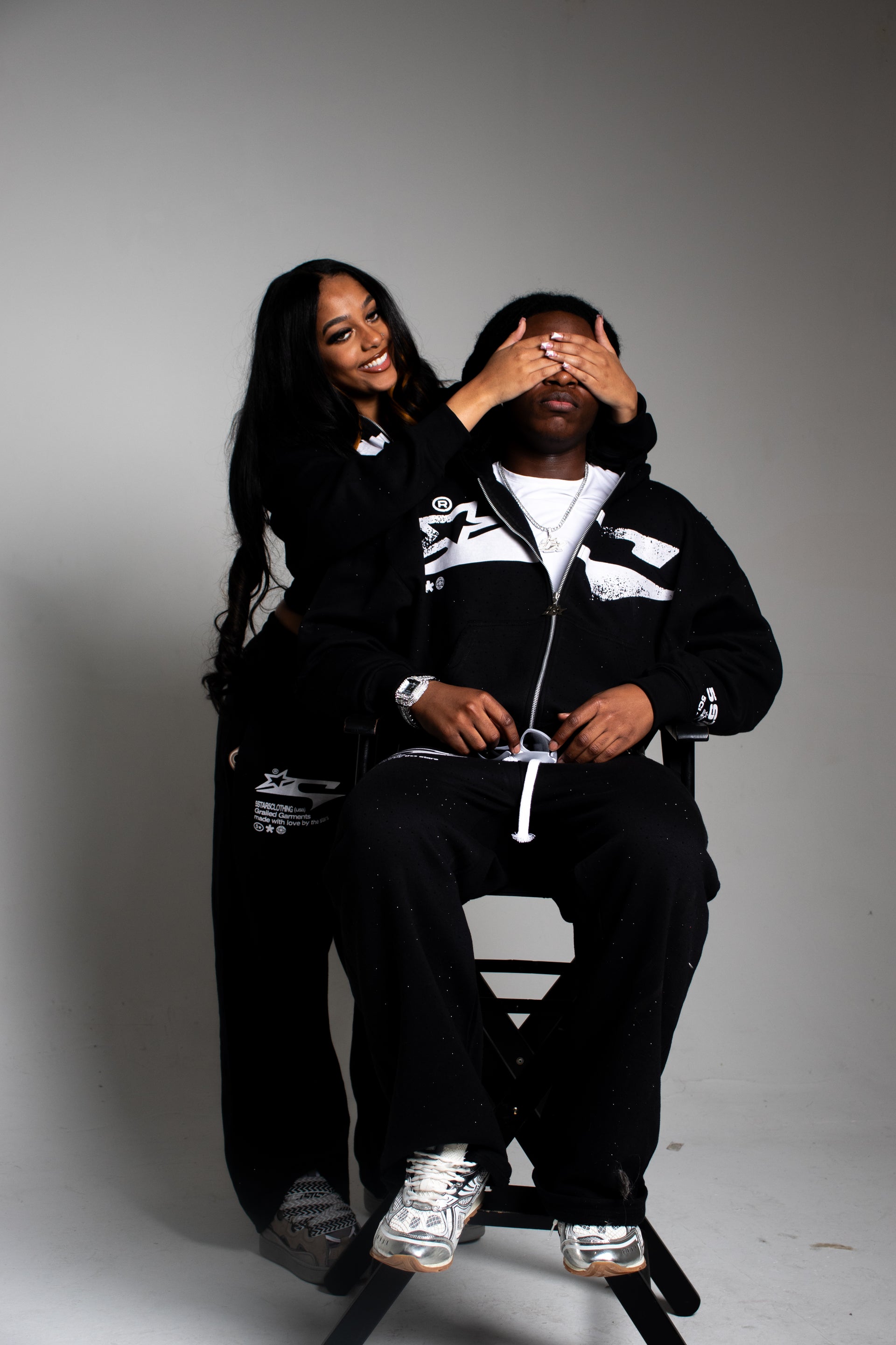 RHINESTONES GRAILED GARMENTS HOODIE BLACK