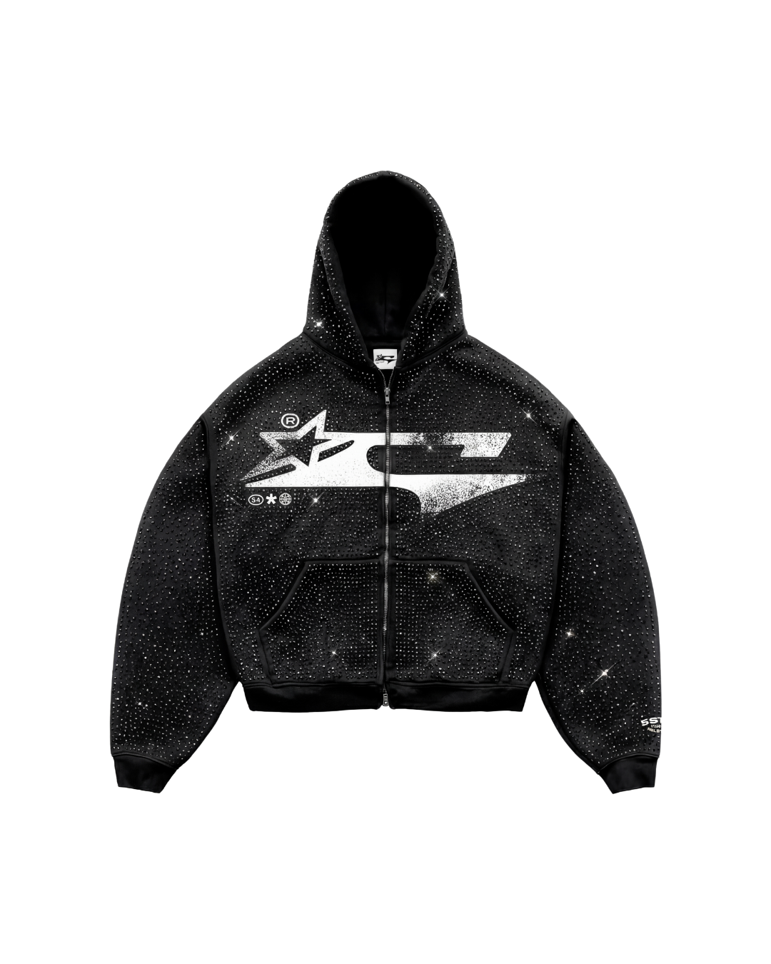 RHINESTONES GRAILED GARMENTS HOODIE BLACK